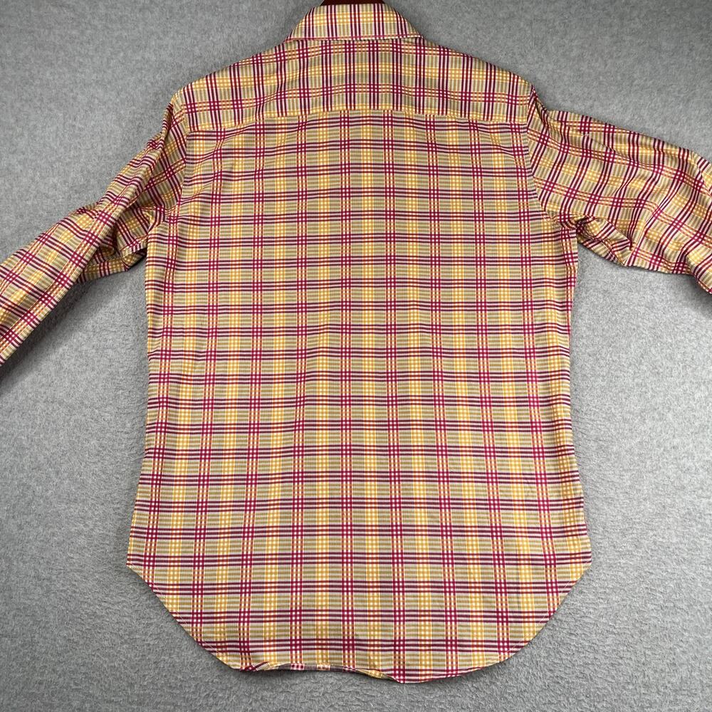 Robert Graham Colorful Plaid Shirt Flip Cuff Red Yellow Casual Classic Mens - Picture 6 of 11